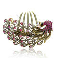 Hair Accessories Rhinestone Crystal Antique Peacock Alloy Hair Clip Combs - Rose