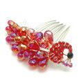Hair Accessories Rhinestone Crystal Beads Peacock Alloy Hair Clip Combs - Red
