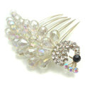 Hair Accessories Rhinestone Crystal Beads Peacock Alloy Hair Clip Combs - White