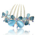 Hair Accessories Rhinestone Crystal Butterfly Alloy Hair Clip Combs - Blue