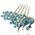 Hair Accessories Rhinestone Crystal Peacock Alloy Hair Clip Combs - Blue
