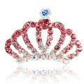 Mini Alloy Crown Hair Accessories Crystal Rhinestone Hair Pin Clip Combs - Pink