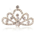 Mini Crown Alloy Hair Accessories Rhinestone Crystal Hair Pin Clip Combs - White