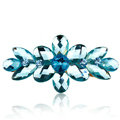 Rhinestone Crystal Flower Hair Clip Barrette Metal Hair Slide - Blue