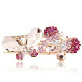Bling Crystal Rhinestone Butterfly Hair Barrette Clip Metal Hairpin - Pink