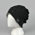 Fashion autumn winter wool hat women or man warm casual knitted caps - Black