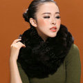 Fashion women men Knitted Rex Rabbit Fur Scarves Winter warm Scarf Neck wraps - Coffee