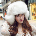 Fox fur leifeng hat for man women winter thermal windproof Ear protector Caps - White brown tip