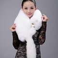 Fox fur scarf fashion Women Whole fox fur shawl winter warm tippet neck wrap - White