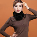 Women Fashion Knitted Rex Rabbit Fur Scarves Winter Warm Thicken Scarf Wraps - Black
