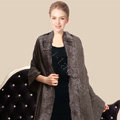 100% Wool Wraps Rabbit Fur Scarf Shawls Female Winter Warm Pashmina - Grey