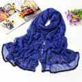 Fashion grid long scarf shawl women warm cotton silk diamond wrap scarves - Blue