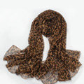 Fashion long soft animal print shawl scarf women warm silk leopard chiffon scarves - Coffee
