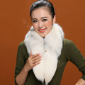 Fox fur scarf fashion women fox tail Shawl winter warm female neck wrap - White