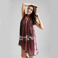 High-end Fashion long scarf shawl women warm lace chiffon wrap scarves - Pink