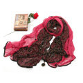 High-end Fashion long scarf shawl women warm lace chiffon wrap scarves - Rose