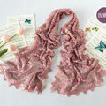 High end fashion embroidery flower lace silk scarf shawl women hollow wrap scarves - Purple