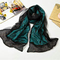 High end fashion long 100% silk scarf shawl women warm diamond wrap scarves - Green