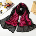 High end fashion long 100% silk scarf shawl women warm diamond wrap scarves - Rose