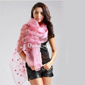 High end fashion long flower mulberry silk scarf shawl women soft thin wrap scarves - Pink