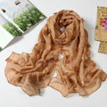 High end fashion long flower mulberry silk scarf shawl women soft wrap scarves - Khaki