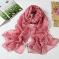 High end fashion long flower mulberry silk scarf shawl women soft wrap scarves - Pink