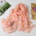 High end fashion long flower mulberry silk scarf shawl women soft wrap scarves - light pink
