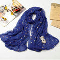 High end fashion long silk skull scarf shawl women warm wrap scarves - Blue