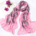 High-end fashion women 100% mulberry silk long embroidery scarf shawl wrap - Pink
