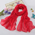High-end fashion women long diamond embroidery mulberry silk scarf shawl wrap - Red