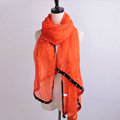 High-end fashion women long solid color skull chiffon silk scarf shawl wrap - Orange
