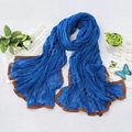 High-end fashion women real silk long soft solid color scarf shawl wrap - Blue