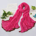 High-end fashion women real silk long soft solid color scarf shawl wrap - Rose