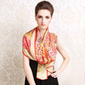 Luxury autumn and winter female long 100% mulberry silk print scarf shawl wrap - Beige