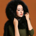Ostrich wool fur scarf vogue women winter warm hats Headscarf neck wraps - Black