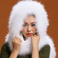 Ostrich wool fur scarf vogue women winter warm hats Headscarf neck wraps - White