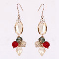 Luxury crystal bead diamond 925 sterling silver elegant dangle earrings - Champagne