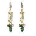 Luxury crystal bead diamond 925 sterling silver raindrop dangle earrings - Champagne