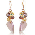 Luxury fashion crystal diamond 925 sterling silver tassel dangle earrings - Purple
