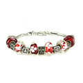 Luxury fashion diamond glass beads women bangle bracelet 18K white gold plated - Red 32