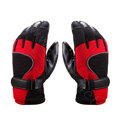 Allfond Man winter warm outdoor sport windproof ski motorcycle riding buckle leather Gloves - Red black