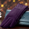 Allfond fashion women touch screen gloves stretch cotton lace winter warm business gloves - Purple