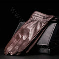 Allfond men business winter waterproof cold-proof warm goatskin genuine leather gloves M - Coffee