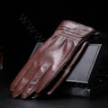 Allfond men mesh business winter waterproof cold-proof warm goatskin genuine leather gloves M - Coffee