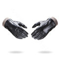 Allfond men winter waterproof cold-proof warm genuine goatskin leather wool gloves M - Black
