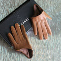 Fashion Women Genuine Leather Sheepskin Half Palm Short Gloves Size L - Brown