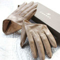 Fashion Women Genuine Leather Sheepskin Half Palm Short Gloves Size L - Champagne