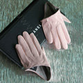 Fashion Women Genuine Leather Sheepskin Half Palm Short Gloves Size L - Pink
