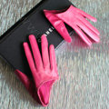 Fashion Women Genuine Leather Sheepskin Half Palm Short Gloves Size L - Rose
