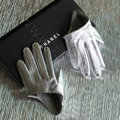 Fashion Women Genuine Leather Sheepskin Half Palm Short Gloves Size M - Silver